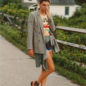 Anthropologie Maeve Plaid Blazer Size 8 Coastal Grandma Academia